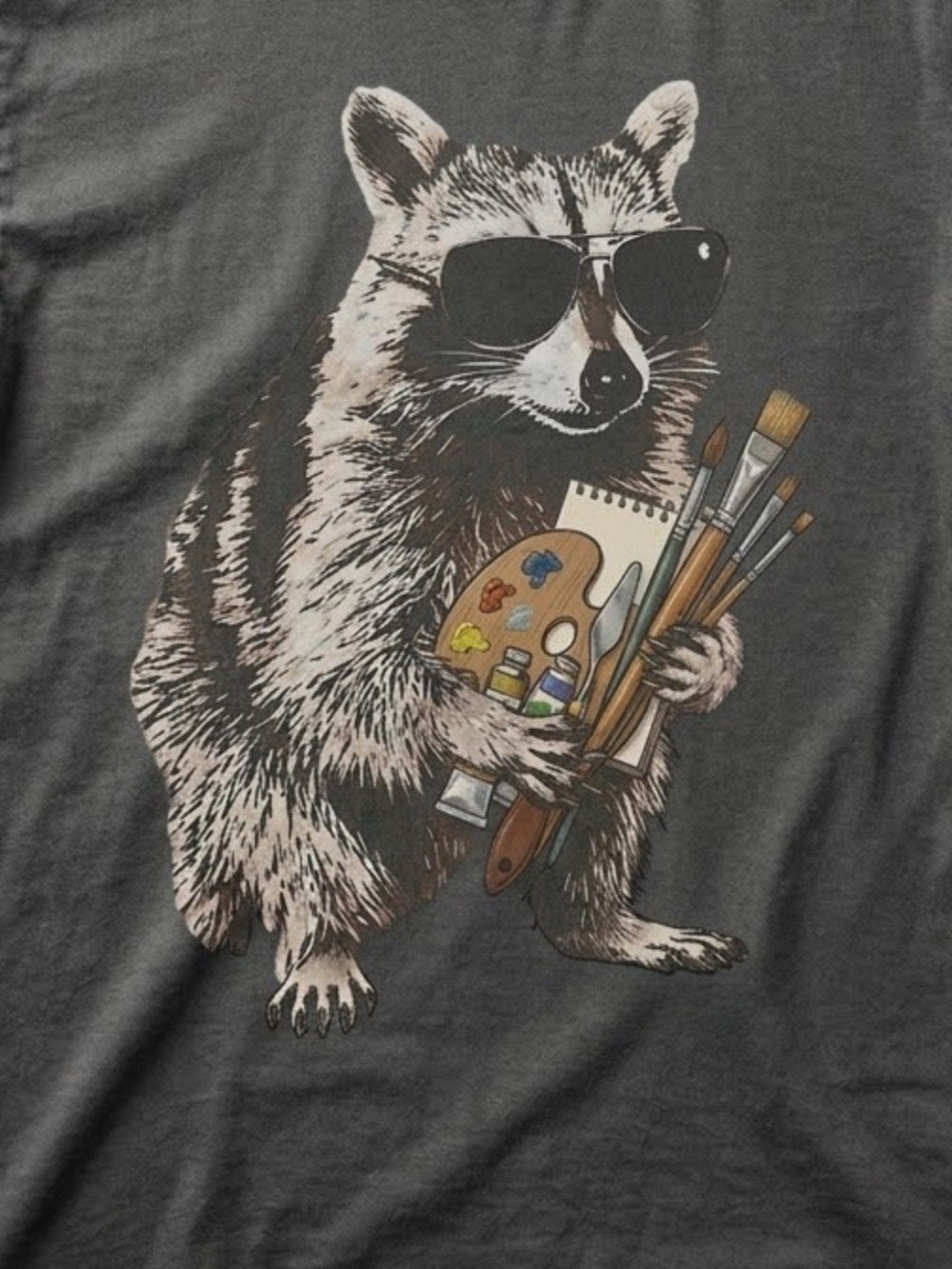 Gildan Charcoal Raccoon Artist Graphic Wall Art Print - Picture 2 of 2
